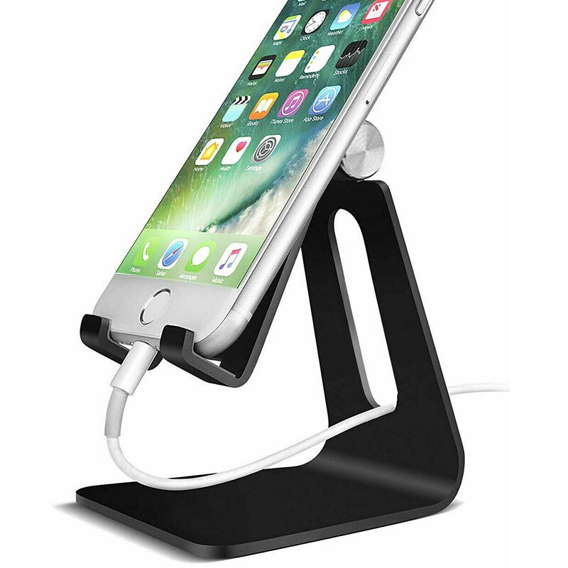 Verstelbare Mobiele Telefoon Tablet Schakelaar Stand Aluminium Bureau Tafel Houder Cradle Dock Voor Huawei iPhone Samsung: Black