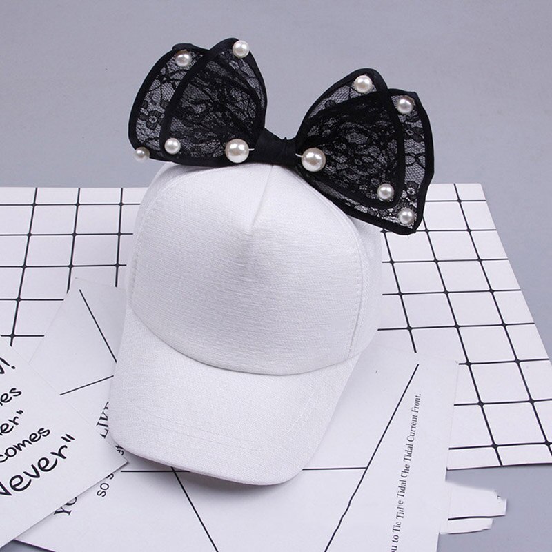 Lapin oreille enfants casquette de Baseball filles Snapback Protection solaire Hip Hop casquettes simulé perle grand arc enfants printemps été chapeau de soleil