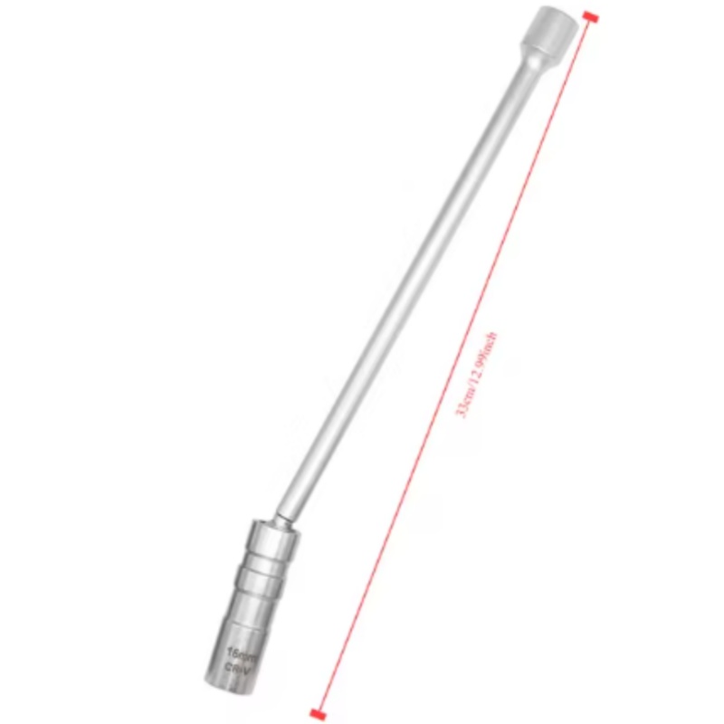 14mm verktyg för borttagning av tändstift, skiftnyckel, magnetisk hylsa, 3/8- tums 12-- punkts vridbar ljusnyckel 16mm 16mm magnetiska utdragbara tändstift: Mörkröd