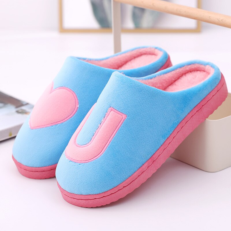 Menn innendørs tøfler vinter tøfler elsker gulv sklier vinter varme tøfler par sklier vinter bomull varme sklier: Himmelblå / 7