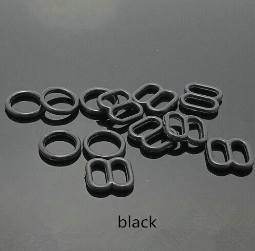 120 sets plastic bh-bandjes, verstelbare gespen, ringen, schuifjes, haken, 0 8 invisiblegarment lingerie, 15mm 0.59 zwart wit transparant