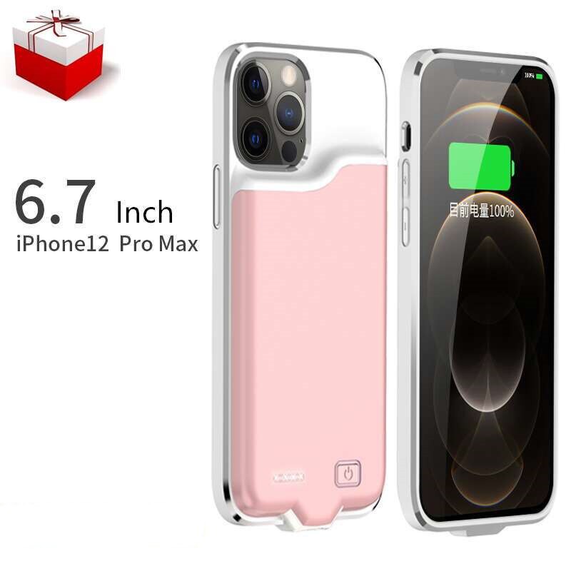Funda con cargador de batería para iphone 12 Pro, carcasa fina con cargador inteligente, funda con batería para iphone 12 Mini 12 Pro Max: pink-12promax