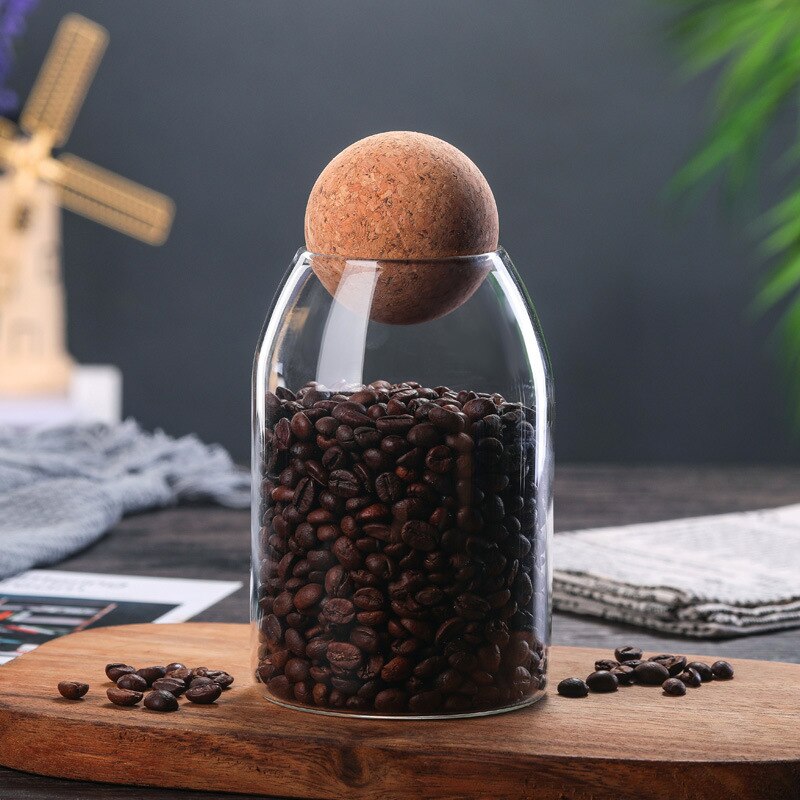 Frascos de vidrio para almacenamiento de café, té, latas selladas de corcho, granos de café, frutas secas, tarros de almacenamiento: 750ml