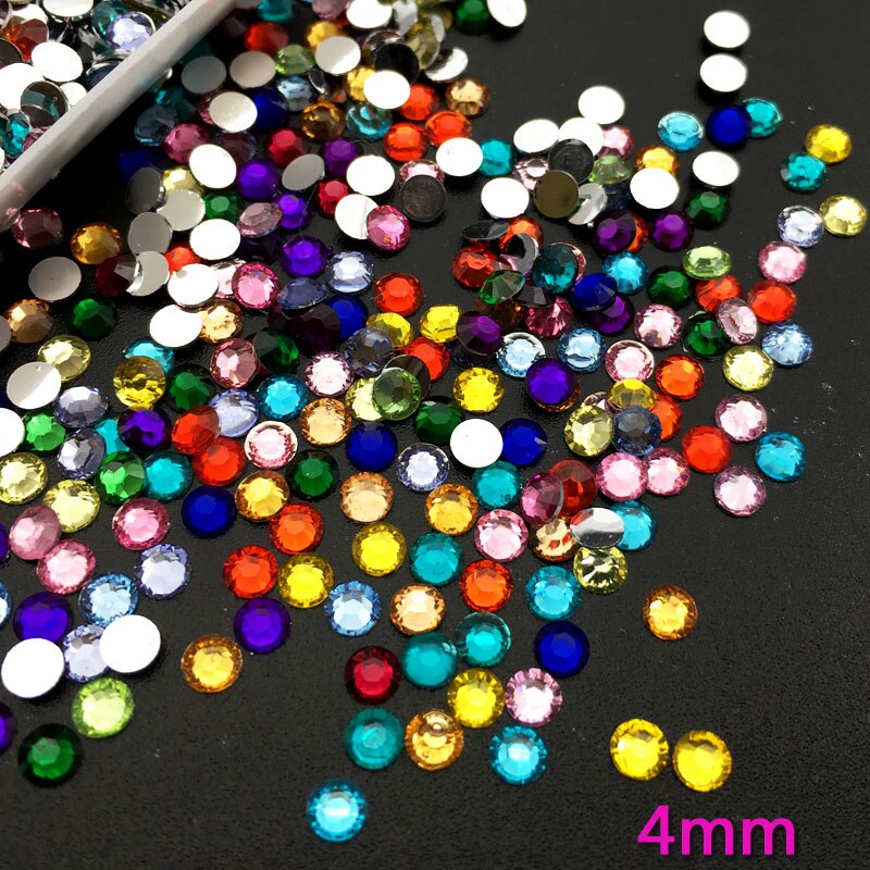 Mix Grootte Nail Art Steentjes Kleurrijke Crystal Glitters Nagels Schoenen En Bruiloft Decoratie 2,3,4Mm: 4MM