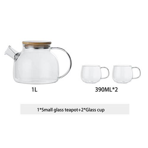 1l/1.8 l gennemsigtig borosilikatglas tekande varmebestandig stor klar tekande blomster te sæt puer kedel kop kontor hjemmeværktøj: D