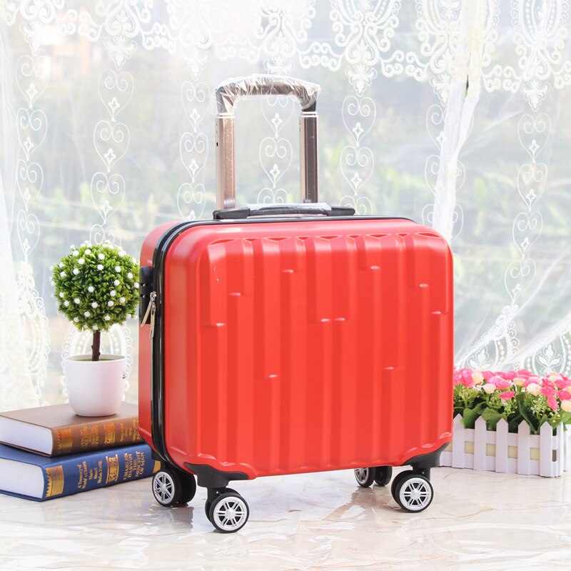 Mute Universele Wiel Kofferbak Mini Cabine Unisex Kleine Trolley Case Wachtwoord Koffer 18 Inches Trolley Abs Hars: Big red