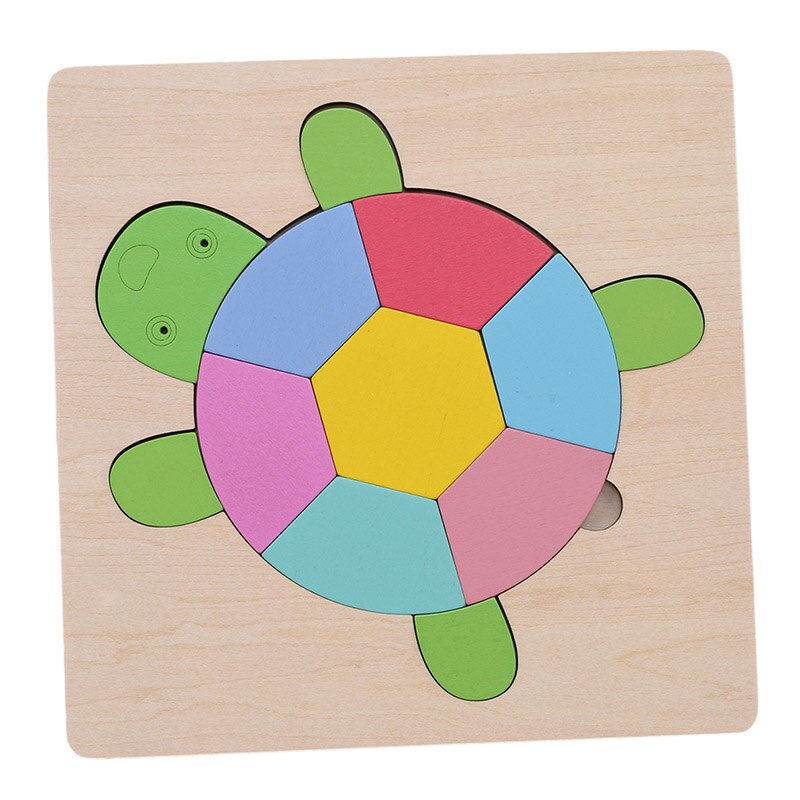 Kleurrijke Baby 3D Puzzel Houten Speelgoed Kids Cartoon Dieren Geheugen Puzzels Kinderen Educatief Speelgoed: tortoise