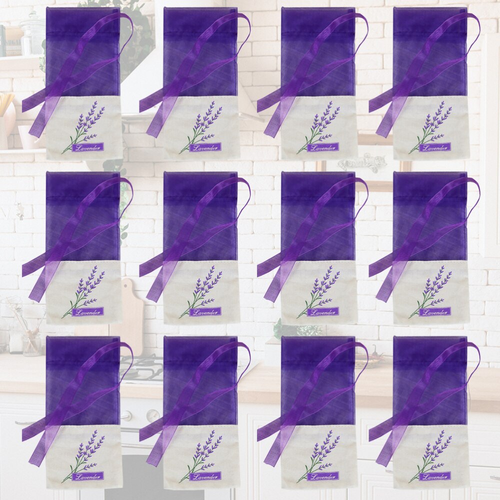 1 Set 12Pcs Lavender Sachet Fragrance Lavender Sachet Style Deep Purple)