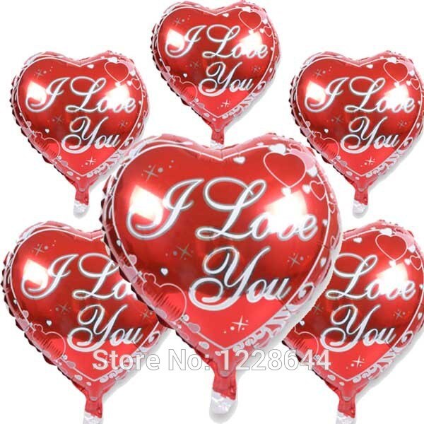 Valentijnsdag metallic folie ballonnen Bruiloft decoratie feestartikelen 18 inch Rood hart I love u gedrukt 20 stks