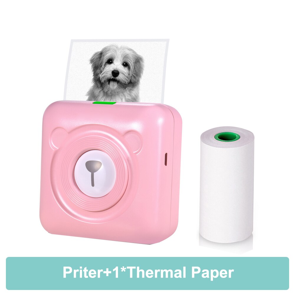 PeriPage A6 203DPI Pocket Thermal Printer Wireless All-in-One Printer BT Picture Label Receipt Paper Printer AR Photo Function: Pink