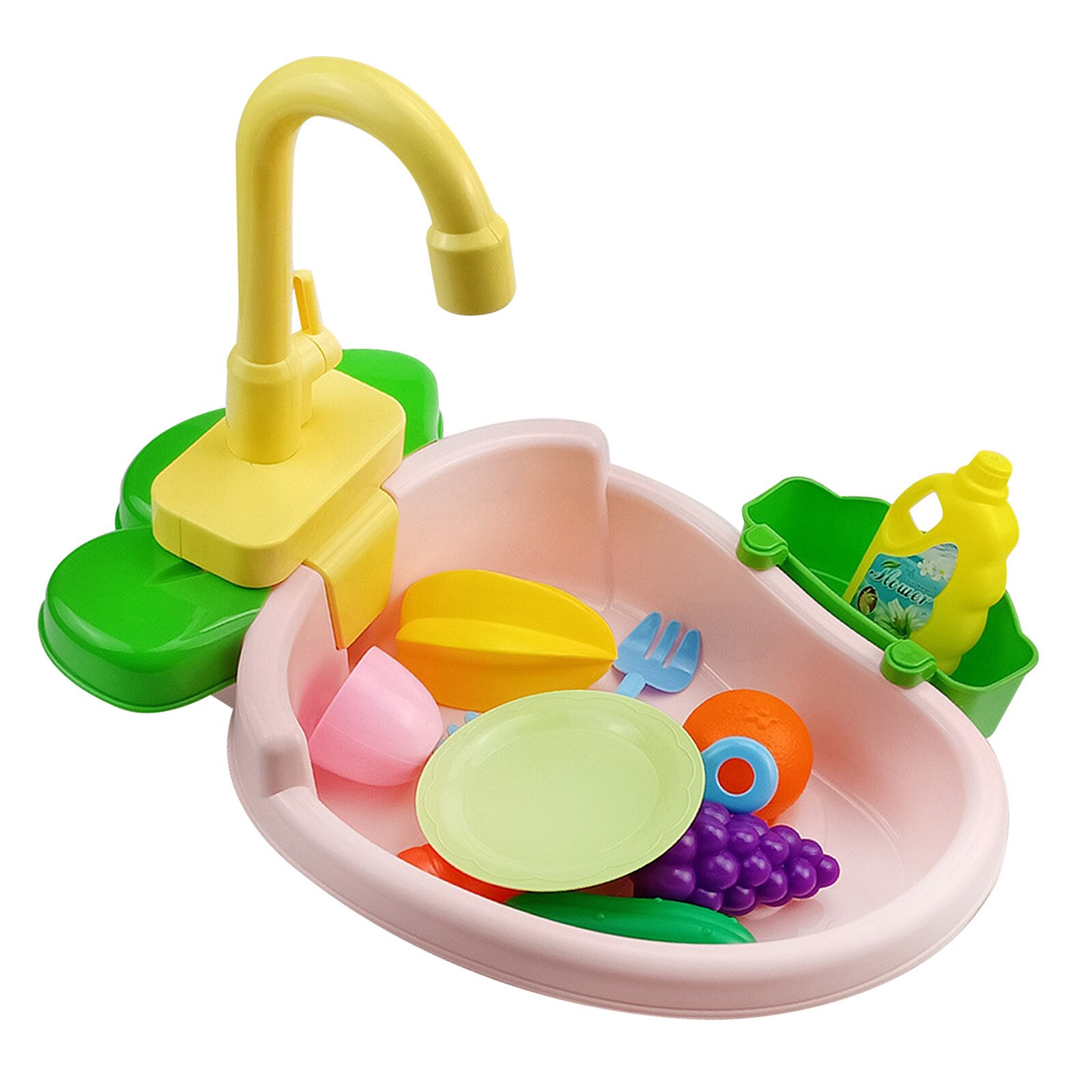 Kitchen Sink Toys with Running Water Playing Kitchen Set Toys Funny Role-playing Simulation Toy Educational for Girls Boys: Pink