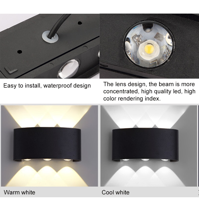 Ip65 cob led utomhus vattentäta verandalampor modernt hem f inredning upp och ner aluminium vägglampa korridor balkong  ac85-265v zbw 0010