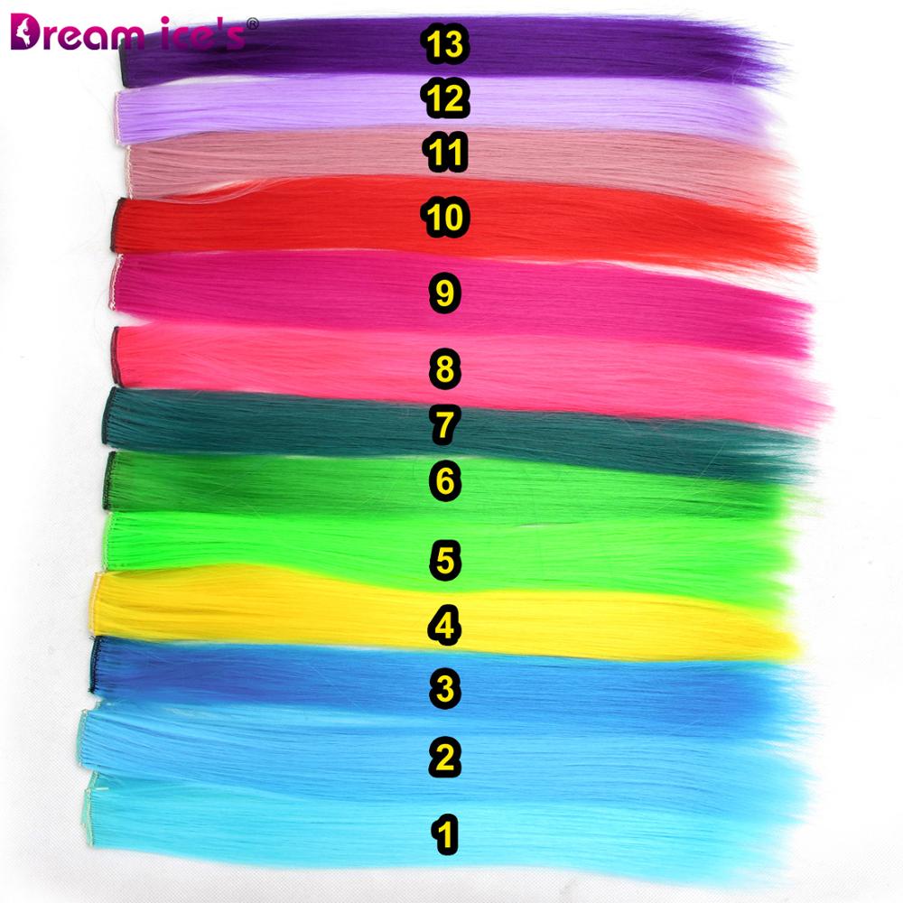 Synthetische Lange Enkele Clip In Hair Extensions Een Stuk Roze Regenboog Kleur Mode Rechte Haarstukje Voor Vrouwen En Meisje