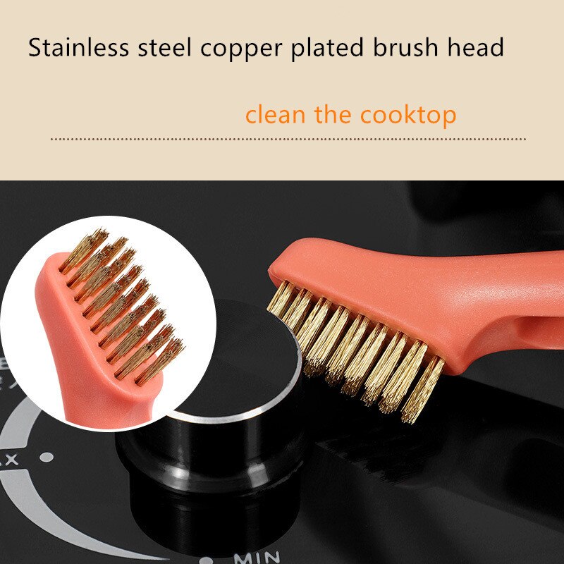 Estufa de limpieza desengrasante multifunción 3 en 1, cepillo de hueco de alambre de cobre, estufa de Gas para eliminar la suciedad, cepillo, herramientas de limpieza de cocina