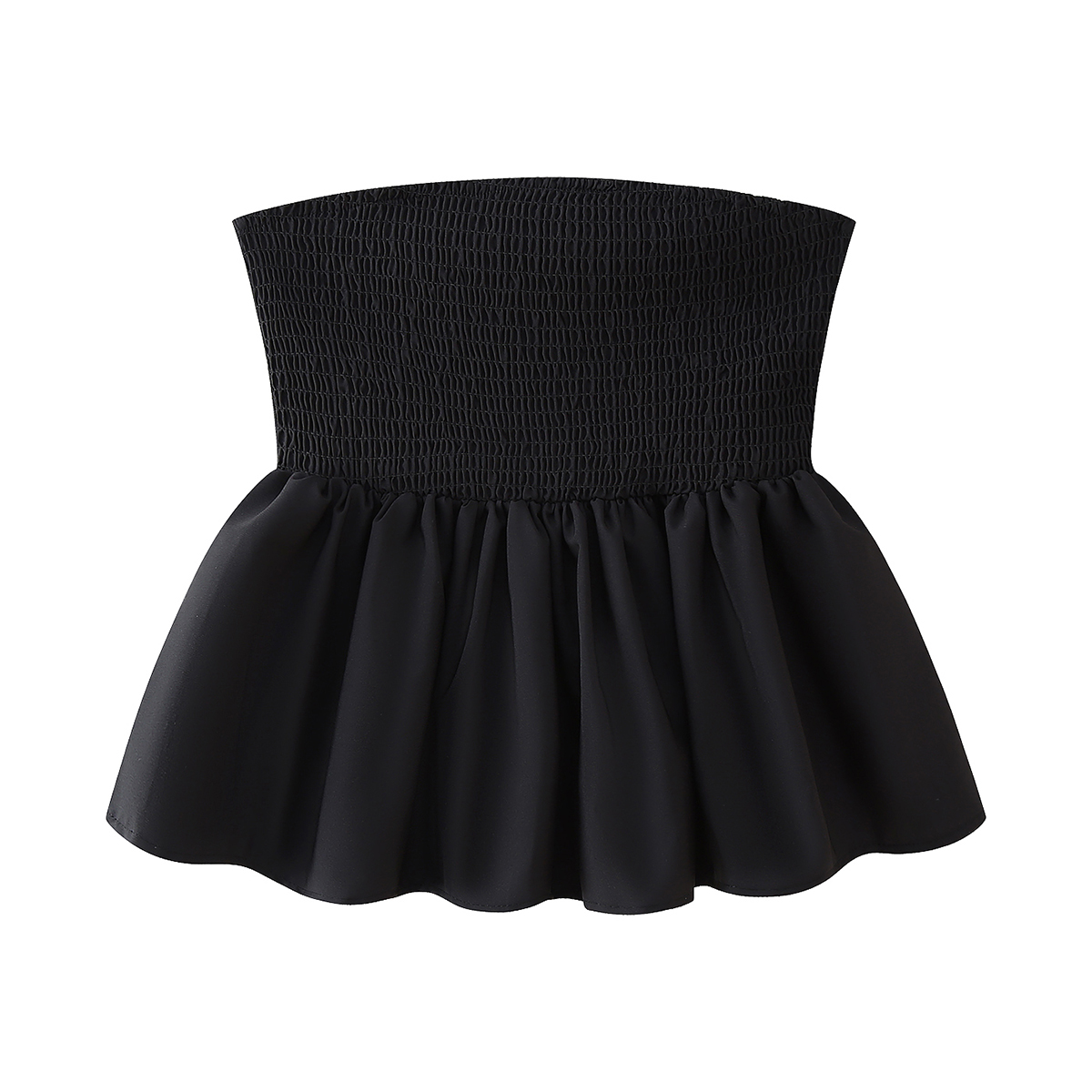 Top corto con estampado floral, busto fruncido, camisola sin tirantes, parte inferior con volantes, ropa de verano para mujer