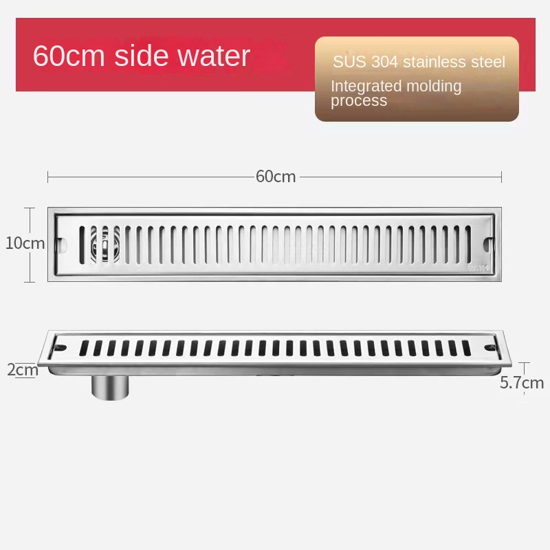 Strip Extended Floor Drain Stainless Steel Large Displacement Anti-Odor Barrier Hair Floor Drain Hotel Family Bathroom Balcony: light green