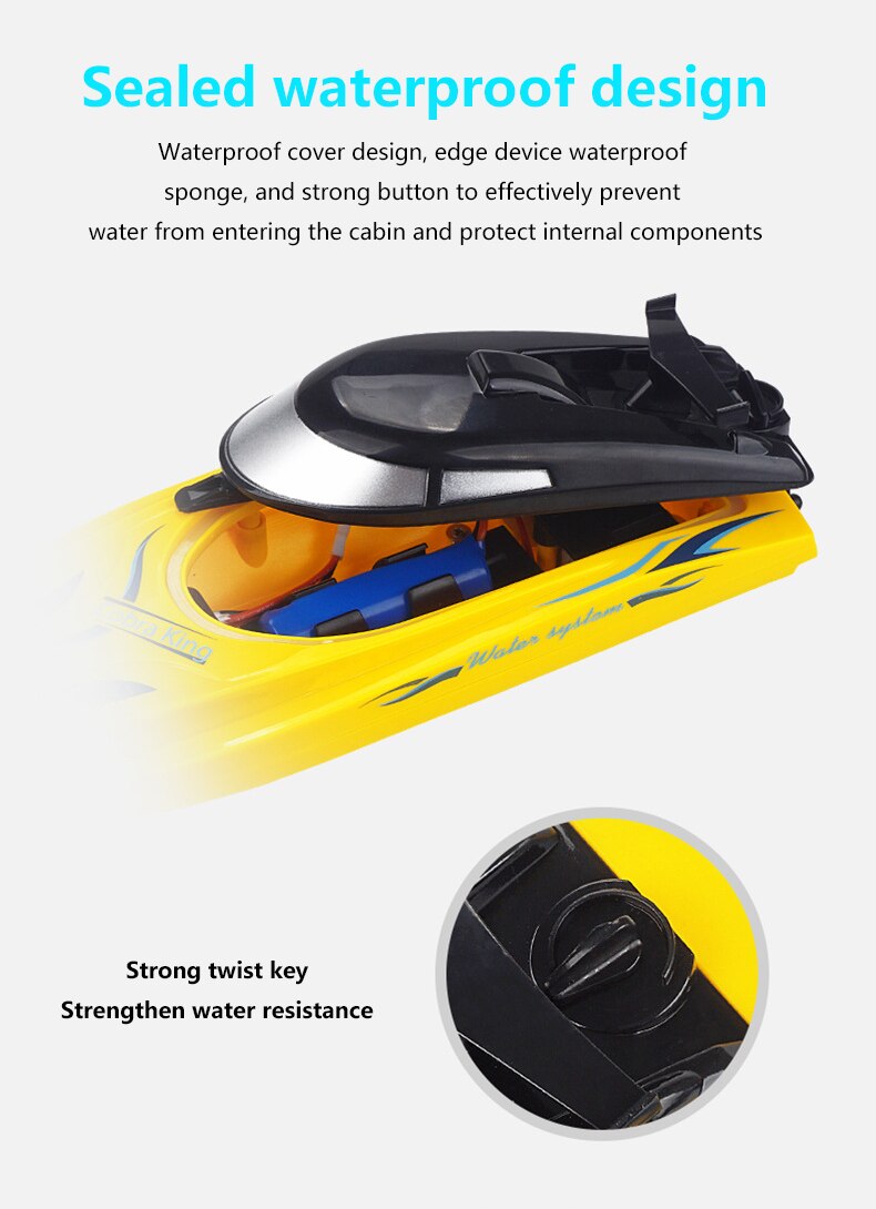 Bote de Control remoto de 2,4G que dura 20 minutos, remo de alta velocidad, Watercraft de verano, juguete de modelo de niño impermeable de doble capa