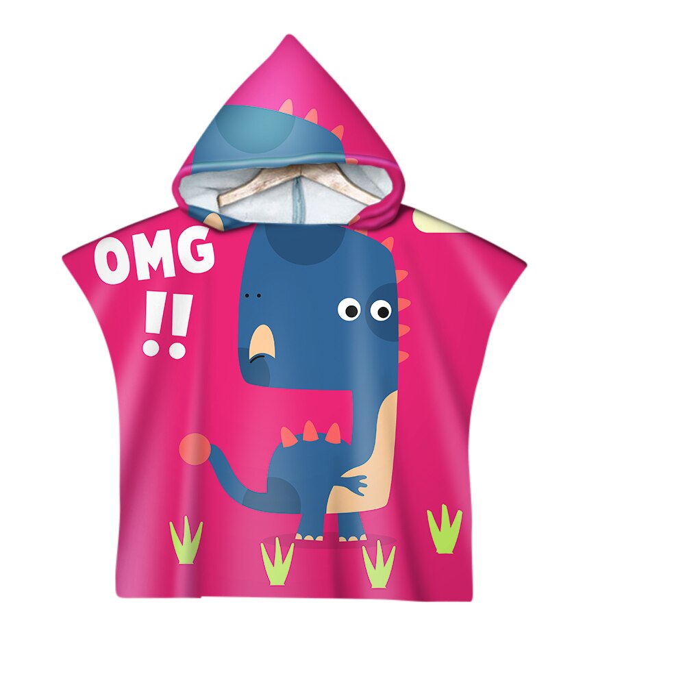 Leuke Dinosaurus Cartoon Kinderen Zwemmen Bad Hooded Mantel Strandlaken: 10