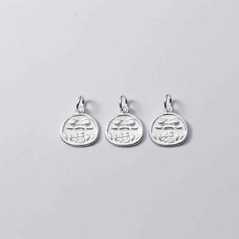 Meetsoft klassisch 925 glücksbringer aus sterlingsilber mit chinesischen schriftzeichen, speziell für diy-halsketten, handgefertigtes dekorationsaccessoire