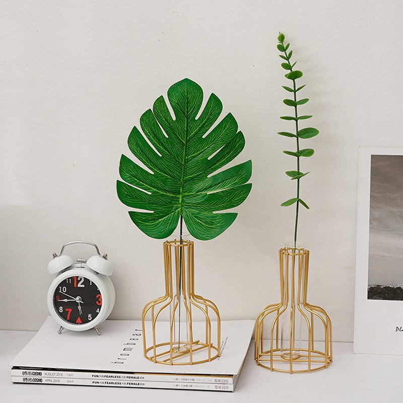 Metal vasegold nordisk smedejern hydroponic vase dekoration stue bord dekoration desktop ornamenter diy