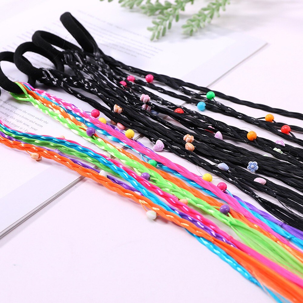 1PCS Girls Elastic Hair Band Rubber Band Hair Accessories Wig Ponytail Headband Kids Twist Braid Rope Headdress Hair Braider