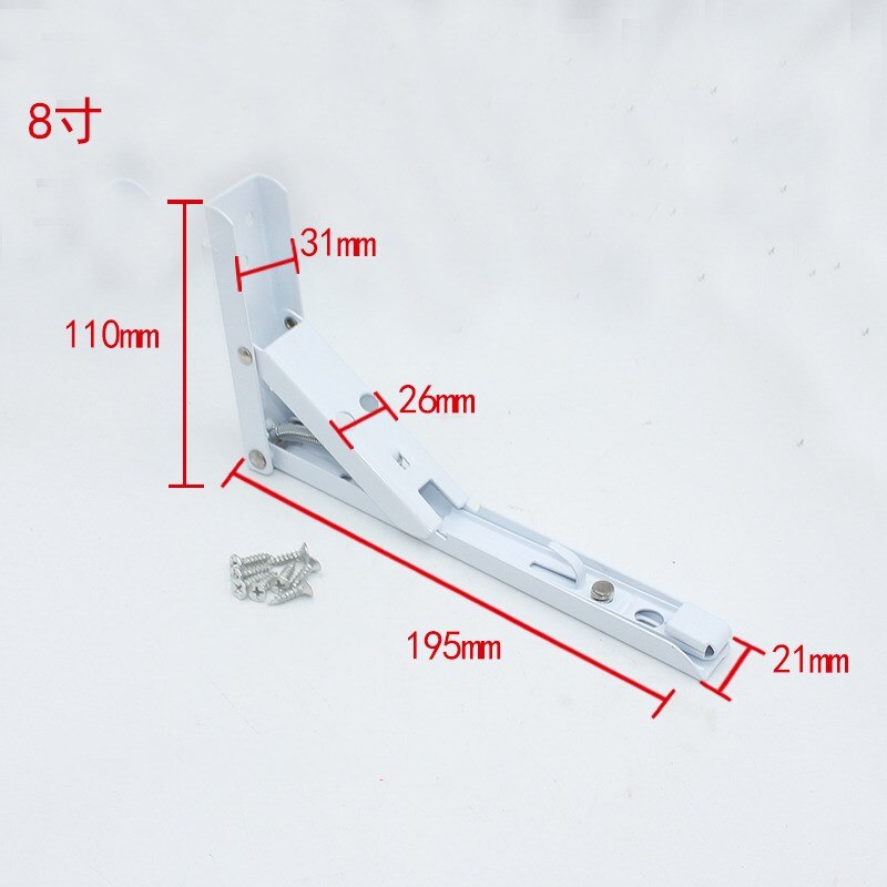 Three fold spring bracket bracket right angle laminated plate movable shelf support bracket triangle fold microwave oven separat: White / 34.2cm