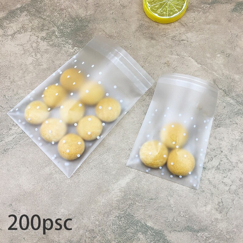 200 Stuks Frosted Leuke Dots Plastic Pack Candy Cookie Zeep Verpakking Zakken Cupcake Wrapper Zelfklevende Sample tas