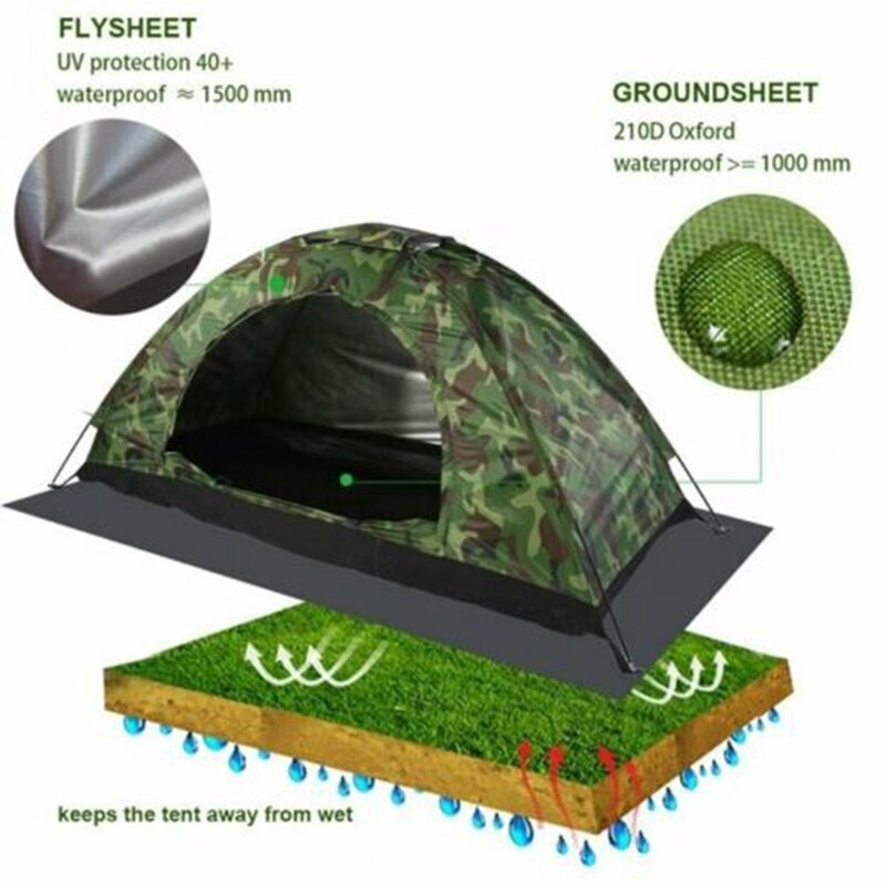 -Outdoor Camping Tent Draagbare 1 Persoon Waterdichte Opvouwbare E Tent Camouflage Voor Camping Wandelen