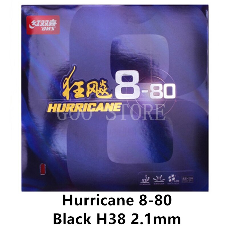 DHS D&#39;origine Hurricane8-80 L&#39;ouragan 8-80 Pips En H8-80 Ping-Pong Ping Pong Tennis De Mesa Ouragan-8-80: H38 BLACK