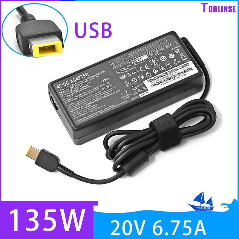 Laptop Adapter 135W 20V 6.75A USB Notebook Charger for Lenovo T440p Y50-70 R720 Y700 T540p P51 P52 S5 ADL135NLC3A Power Supply