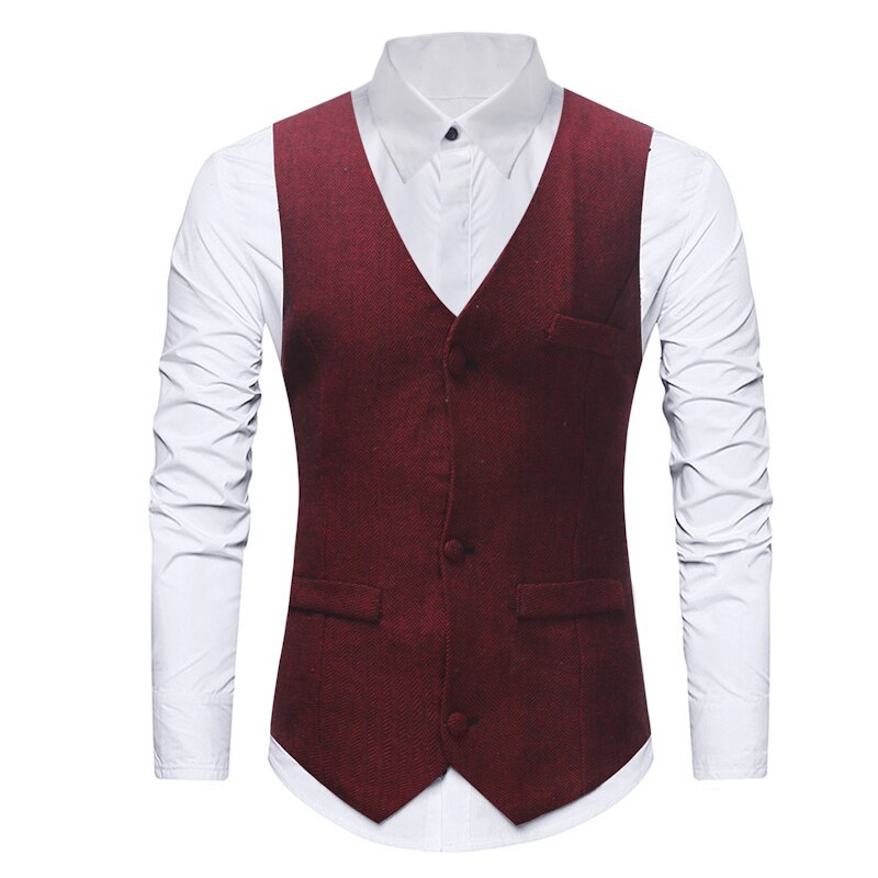 Mannen Vesten Europese Code Lente/Herfst Casual Printing En Effen Kleur Vest Binnen En Buiten Dragen Vest: XL / Burgundy