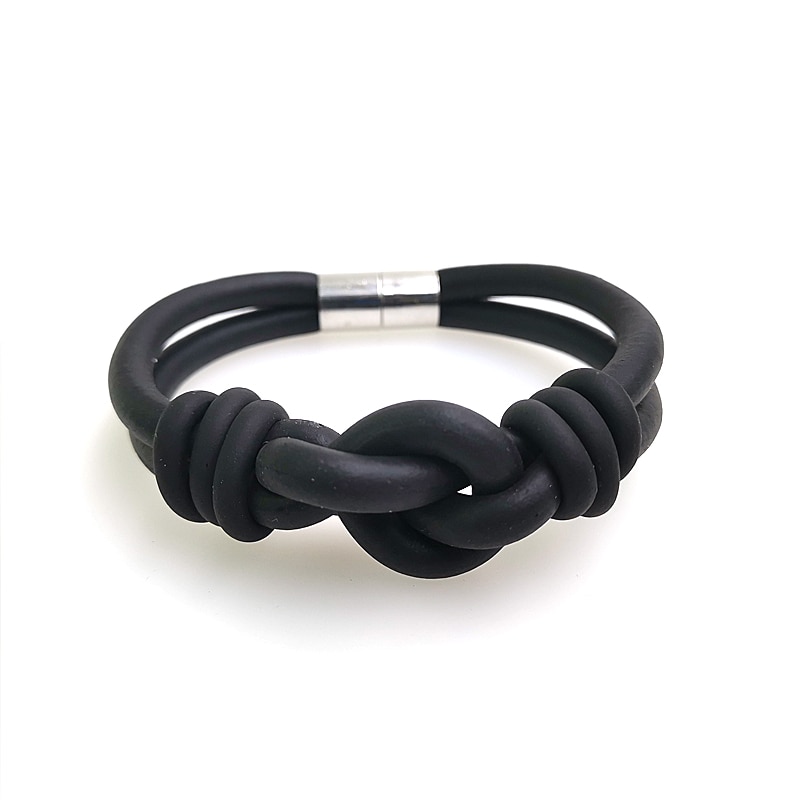 YD&YDBZ Handmade Bracelets For Women Rubber Bracelet Bind Accessories Black And Gray Chains