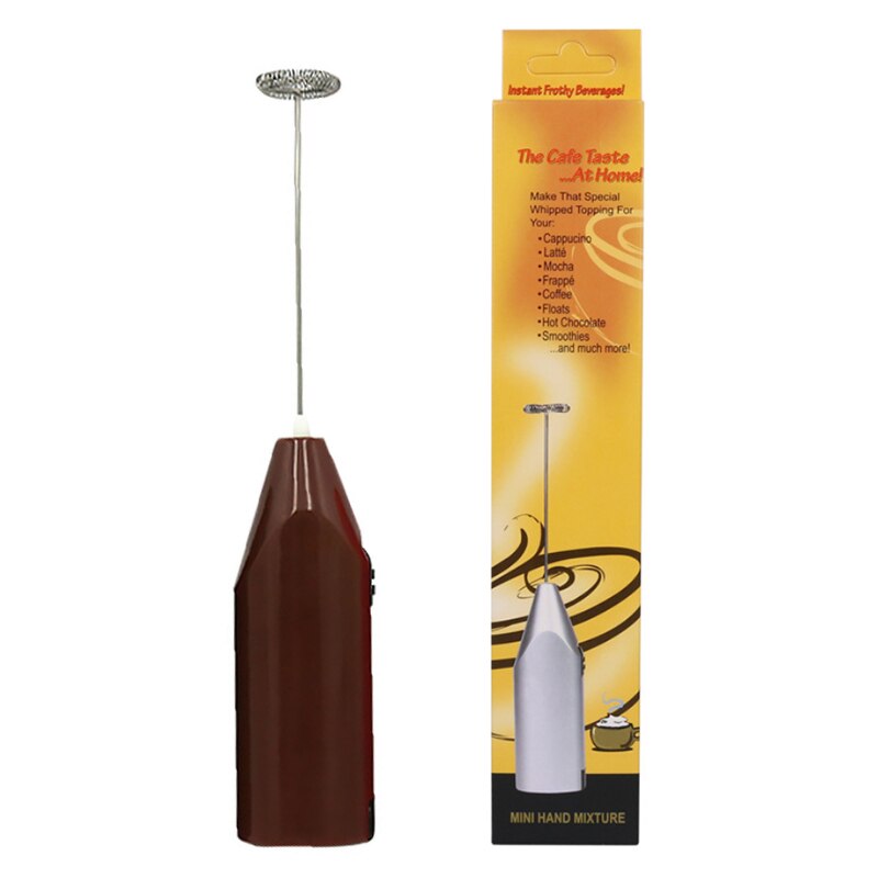 Milk Foamer Coffee Whisk Mixer Electric Blender Egg Beater Mini Frother Handle Stirrer Cappuccino Maker Cooking Tool (1 Pack): Brown