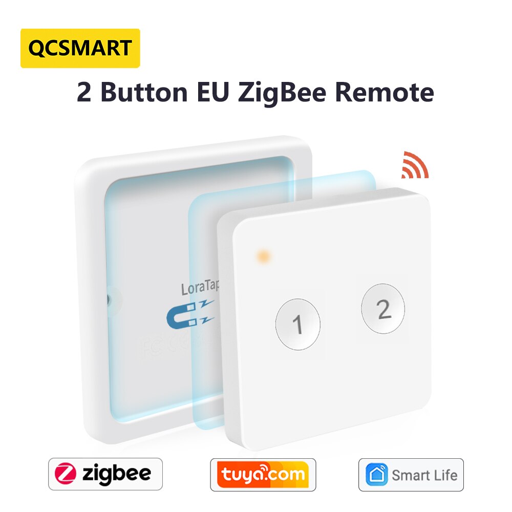 ZigBee 3.0 Wireless 8 Type Push Button Switch Remote Tuya Smart Life App Control Scene Automation ZigBee2MQTT Home Assistant: 2 Button EU Remote