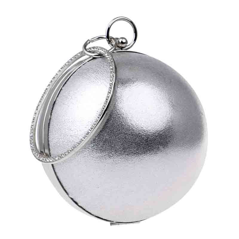 Frauen Diamanten klassisch Ball Abend Taschen Runde geformt Kupplung Geldbörse Kupplungen Kette Schulter Handtaschen Kleid Abendessen Machen hoch Tasche: Silber-