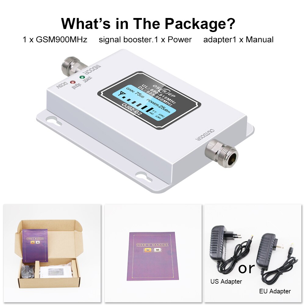 Gsm 900 mhz repeater bånd 8 70db lcd vise gsm 900 mhz 2g 3g mobiltelefon signalforsterker gsm signal repeater forsterker