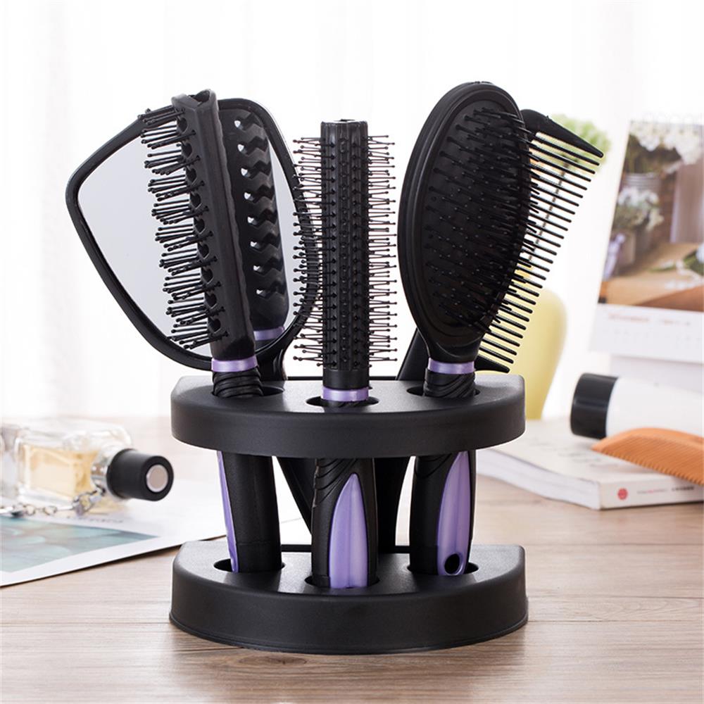 Conjunto de 5 cepillos peine , masaje de cuidado del cabello con espejo, herramienta de estilismo rizado húmedo/Seco, 5 unidades