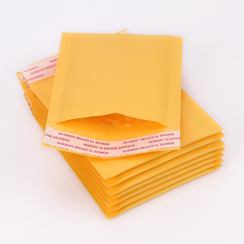 5PCS The Yellow Kraft Bubble Mailers Padded Envelopes Bag 110*130mm Self Seal Bag School Office Supplies