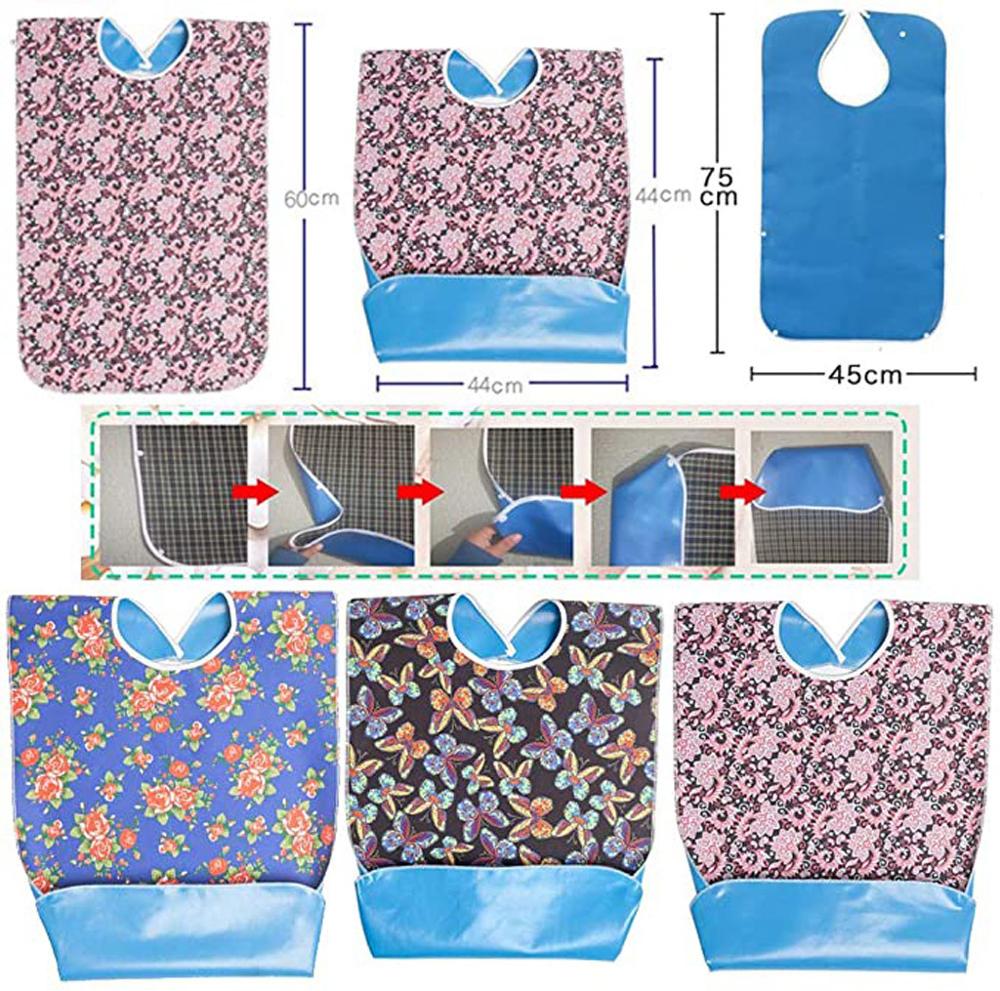 Adult Bibs Clothing Large Long Waterproof Washable Reusable Protector Aprons Bibs Snap Closure Eating Accessories 5FM