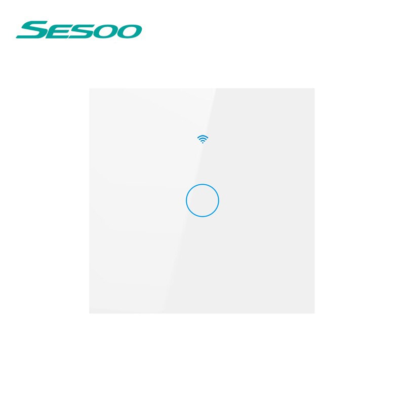 Sesoo wifi smart touch switch app trådløs fjernbetjening lysafbryder krystalglaspanel fungerer med alexa / google home: Wifi-eu -sk3-01 hvid