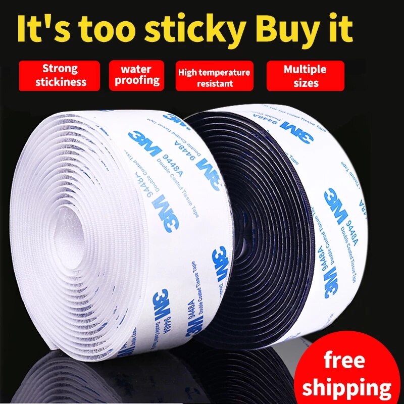 3M Sterke Zelfklevende Tape Klittenband Wit Sluiting Tape Nylon Sticker Lijm Met Lijm Voor Diy 20-50Mm