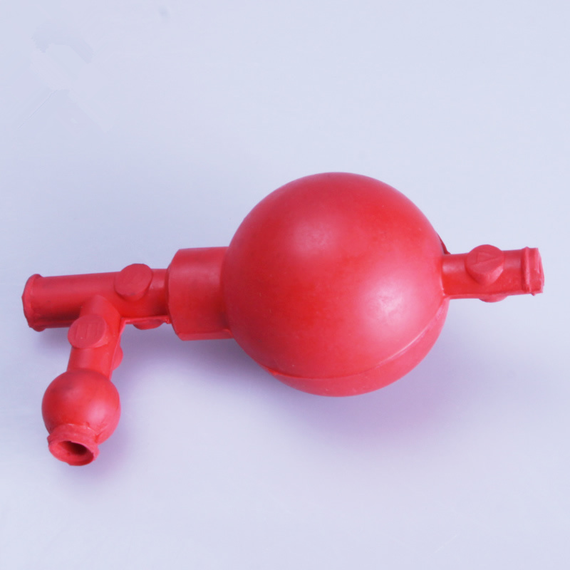 Drie-weg Rode rubber zuigen oor bal Kwantitatieve pipetteren Veilig zuig lamp met glazen schaal stro Tee bal