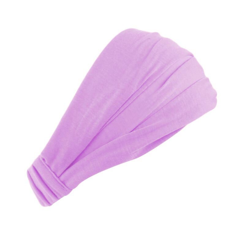 Stretchy dame bomuld hårbånd pandebånd kvinders pandebånd wrap hovedtørklæde kasket 2 in1 bandana turban hårtilbehør til piger: Lys lilla