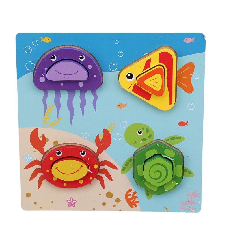 Houten Puzzel Houten Speelgoed Voor Kinderen Cartoon Dier Puzzels Intelligentie Kids Kinderen Educatief Speelgoed: underwater world