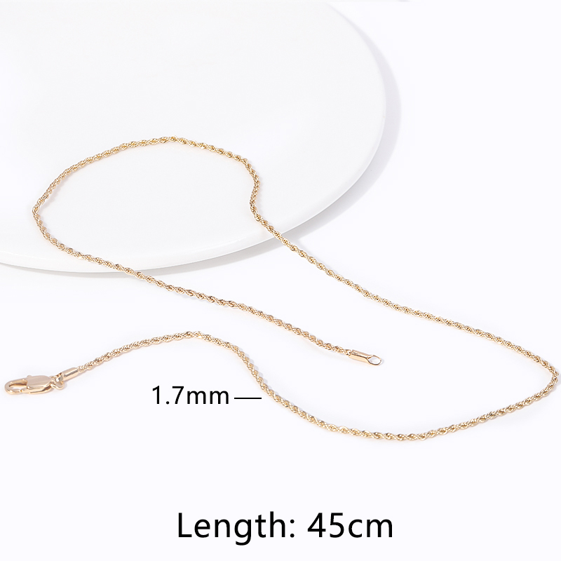 Cadenas de collar chapadas en oro Real de 18 quilates de para la fabricación de joyas, cadenas de latón para la fabricación de collares, accesorios de joyería DIY: Oro