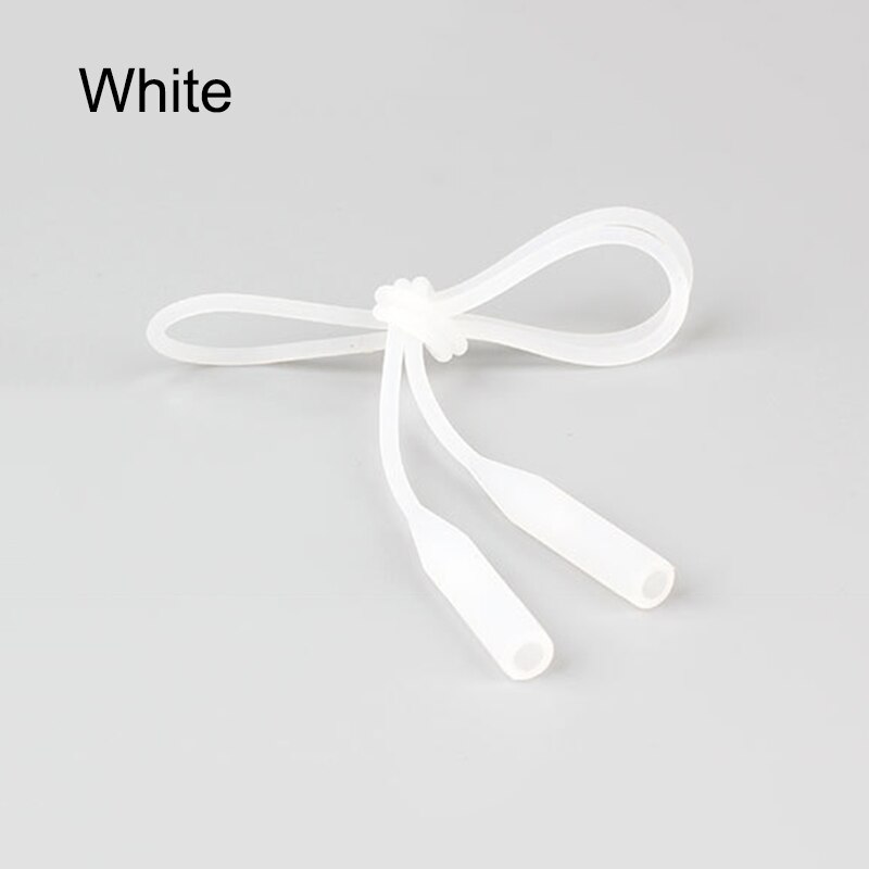 56cm Süssigkeit Farbe Elastische Silikon Brillen Riemen Sonnenbrille Kette Sport Anti-Unterhose Schnur Gläser Seile Band Kabel Halfter DOD: Weiß