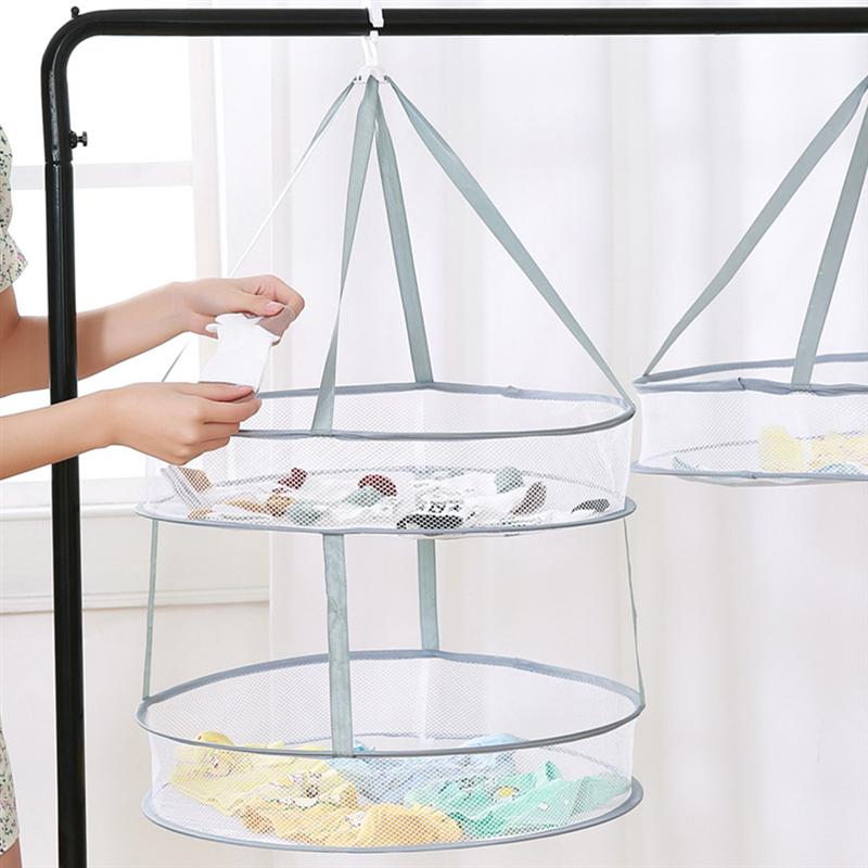 Ubrania suszenie netto dwuwarstwowe ubrania wiszące ubrania netto suszenie kosz składane spinacze robić prania