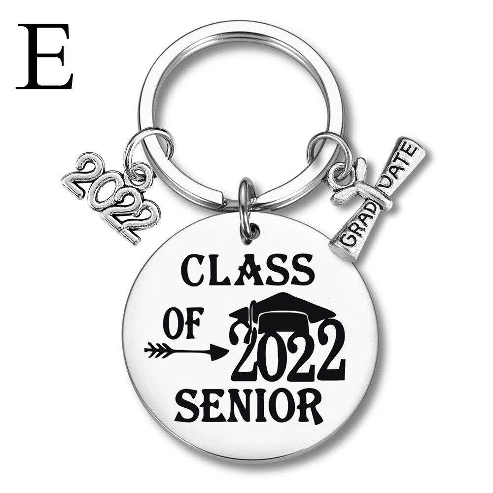 Stainless Steel Graduate Keychain Lettering Class Of 2022 Key Chain pendant Inspirational: E