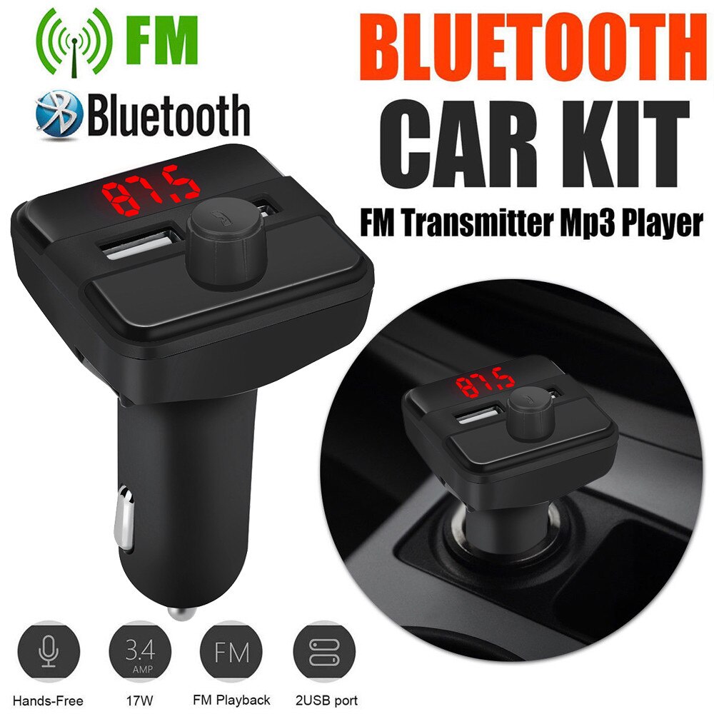 Auto MP3 Speler Draadloze Bluetooth Bluetooth Auto Fm-zender Draadloze Radio Adapter Usb Charger Mp3 Speler AUGU24