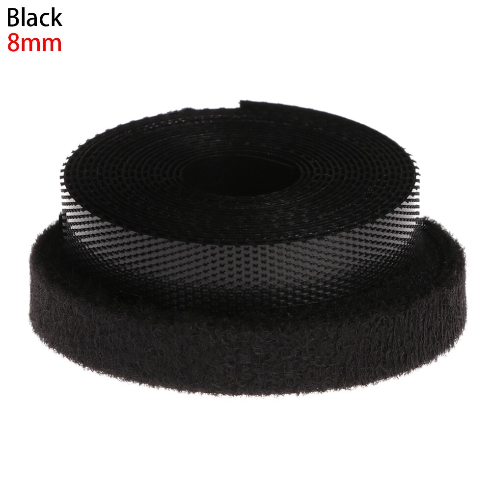 Cinta de sujeción para muñeca, pegatinas mágicas de 6/8/20mm de ancho, correa para pegar ropa, accesorios de ropa de costura para muñecas autoadhesivas DIY: 8mm	Black